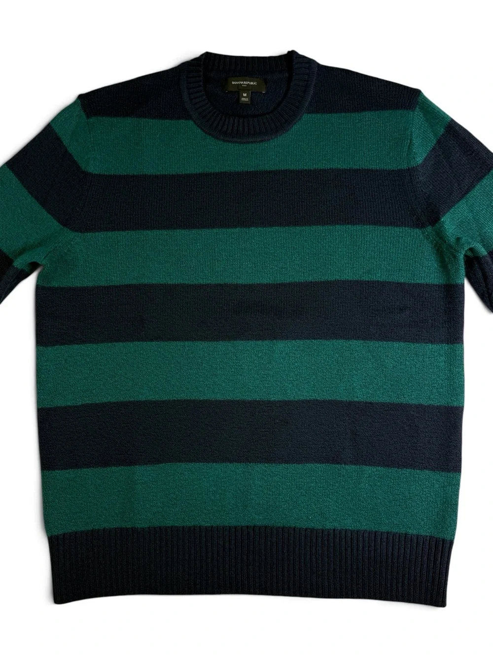 Banana Republic Cozy Striped Sweater Navy Green Men’s Medium NWT